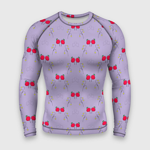 Мужской рашгард Ягоды на сиреневом / 3D-принт – фото 1