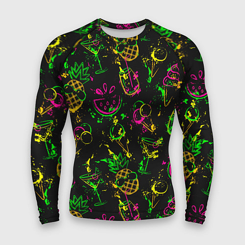 Мужской рашгард Тропический ананасовый коктейль / 3D-принт – фото 1