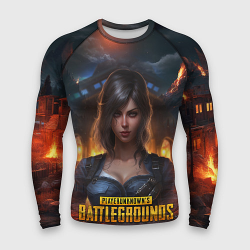 Мужской рашгард Женский PUBG девушка в огне / 3D-принт – фото 1