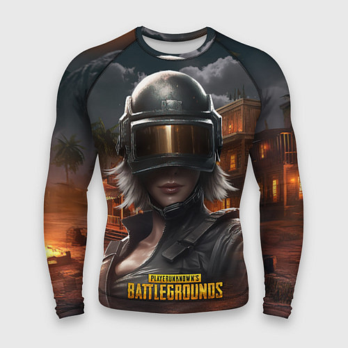 Мужской рашгард PUBG девушка в шлеме / 3D-принт – фото 1