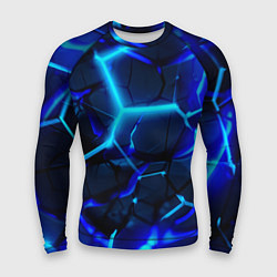 Мужской рашгард Яркие голубые неоновые плиты в разломе