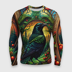 Мужской рашгард Скандинавский ворон лесной узор