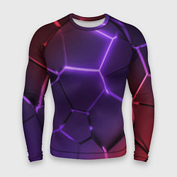 Мужской рашгард Красно-фиолетовые неоновые плиты в разломе