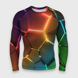 Мужской рашгард Радужные неоновые плиты в разломе