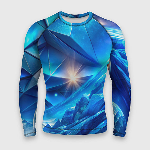 Мужской рашгард Синяя объемная абстракция со вспышкой / 3D-принт – фото 1