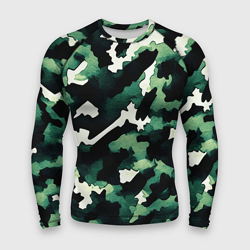 Мужской рашгард Яркий зелёный камуфляж / 3D-принт – фото 1