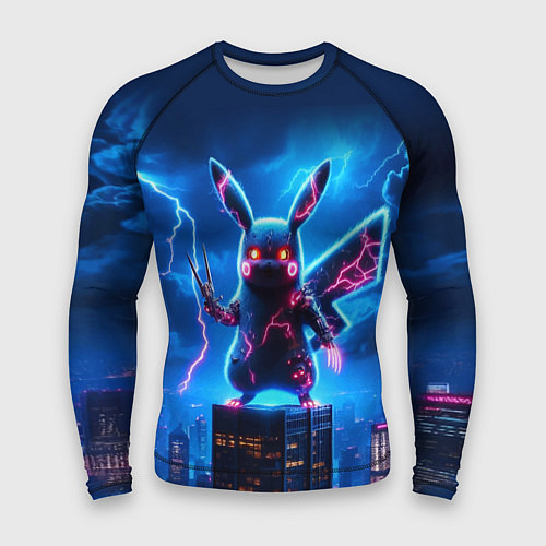 Мужской рашгард Пикачу в роли Годзиллы - неоновое свечение / 3D-принт – фото 1