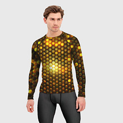 Рашгард мужской Металлические соты - роскошный блеск золота, цвет: 3D-принт — фото 2