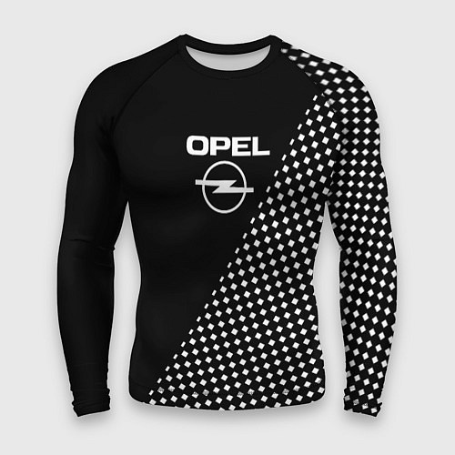 Мужской рашгард Opel чёрно-белый шахматка / 3D-принт – фото 1