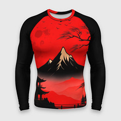 Рашгард мужской Красный закат и горы, цвет: 3D-принт