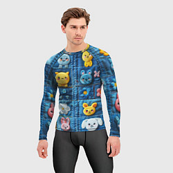 Рашгард мужской Зайчата на пэчворк, цвет: 3D-принт — фото 2
