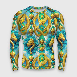 Мужской рашгард Золотистые змеи и цветы