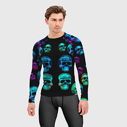 Рашгард мужской Neon skulls - ai art pattern, цвет: 3D-принт — фото 2