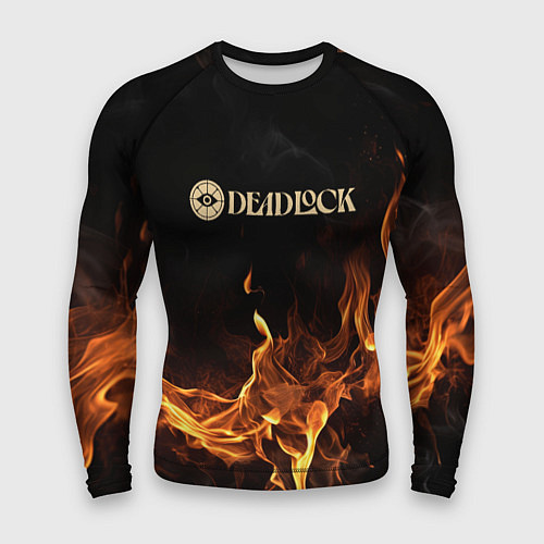 Мужской рашгард Deadlock logo на фоне огня / 3D-принт – фото 1