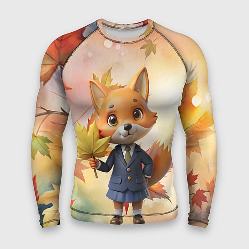 Мужской рашгард Осенняя лисичка в школьной форме / 3D-принт – фото 1