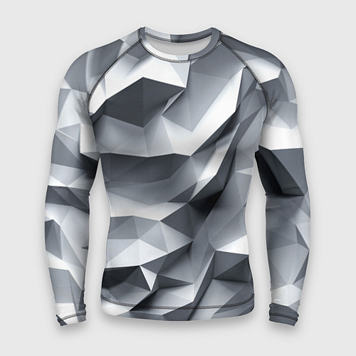Мужской рашгард Белая геометрия с искажением / 3D-принт – фото 1