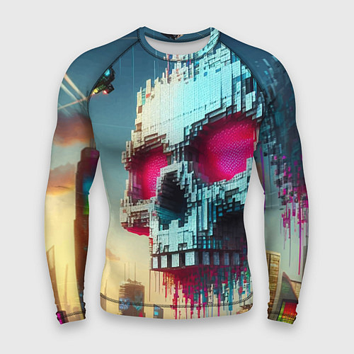 Мужской рашгард Cool pixel skull - ai art fantasy / 3D-принт – фото 1