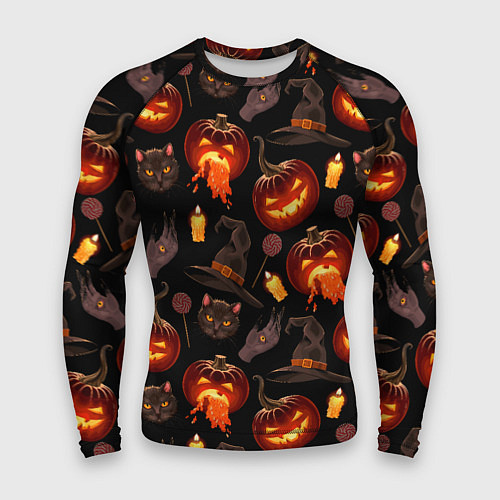 Мужской рашгард Хэллоуин цветной паттерн / 3D-принт – фото 1