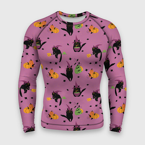 Мужской рашгард Хэллоуин и кот ведьмы / 3D-принт – фото 1