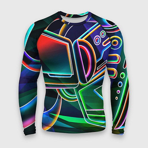 Мужской рашгард Неоновая психоделика геймер / 3D-принт – фото 1