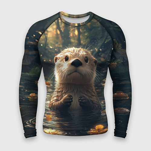Мужской рашгард Выдра в летнем пруду / 3D-принт – фото 1