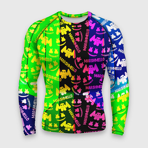 Мужской рашгард Marshmello pattern neon steel / 3D-принт – фото 1