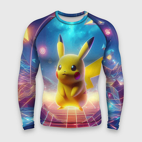 Мужской рашгард Funny Pikachu - vaporwave / 3D-принт – фото 1