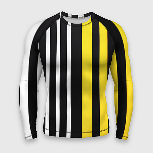 Мужской рашгард Вертикальные полосы триколор жёлтый / 3D-принт – фото 1