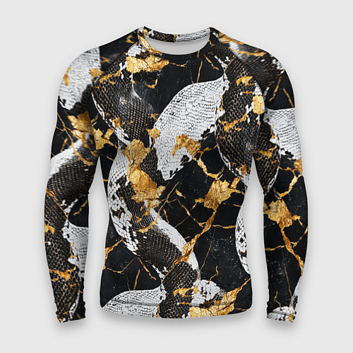 Мужской рашгард Черно-белый змеиный паттерн / 3D-принт – фото 1