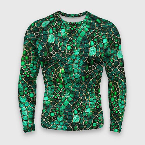 Мужской рашгард Змеиная зелёная кожа / 3D-принт – фото 1