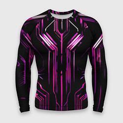 Мужской рашгард Розовые полосы на чёрном фоне
