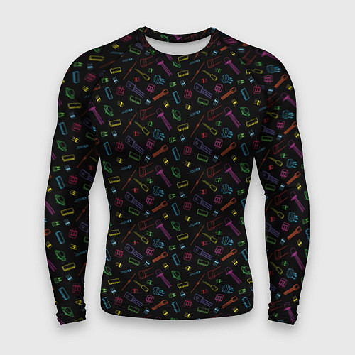 Мужской рашгард Паттерн с разноцветными радиодеталями / 3D-принт – фото 1