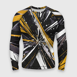 Рашгард мужской Чёрно-жёлто-белая абстракция, цвет: 3D-принт