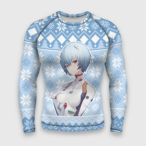 Мужской рашгард Rei christmas sweater Evangelion / 3D-принт – фото 1