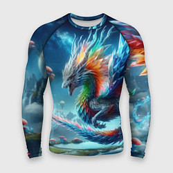 Рашгард мужской Полигональный дракон на планете водопадов и грибов, цвет: 3D-принт