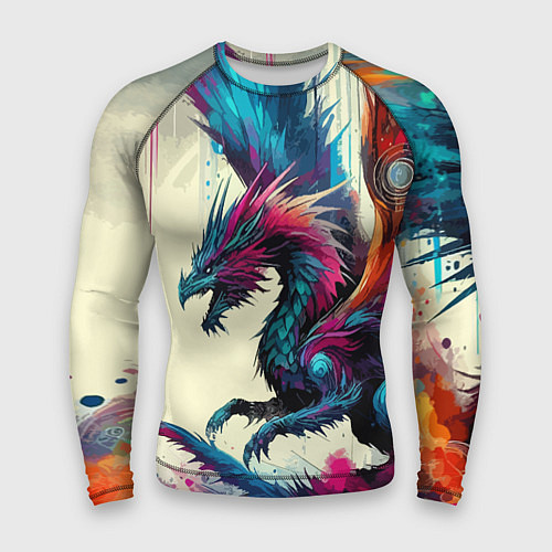 Мужской рашгард Крылатый дракон - акварель / 3D-принт – фото 1