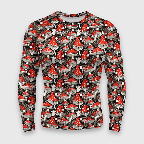 Мужской рашгард Новогодние мухоморы колпаки / 3D-принт – фото 1
