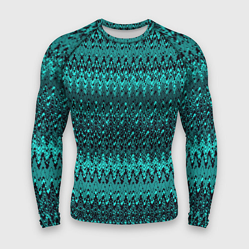 Мужской рашгард Бирюзовый узоры / 3D-принт – фото 1