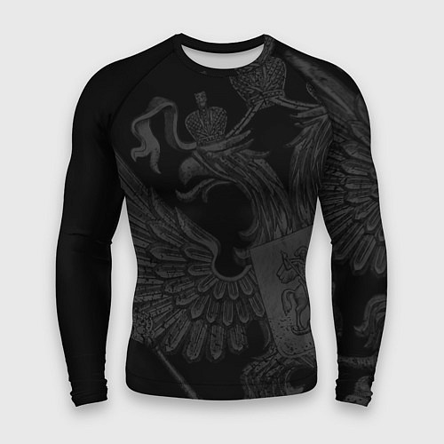 Мужской рашгард Герб России - черный минимализм / 3D-принт – фото 1