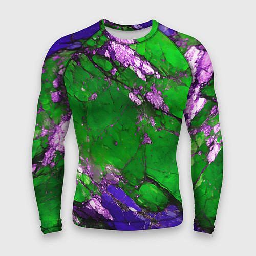 Мужской рашгард A purple mineral in a green stone / 3D-принт – фото 1