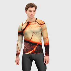 Рашгард мужской Трещины на абстрактном красном фоне, цвет: 3D-принт — фото 2