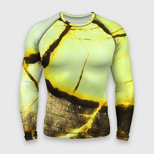 Мужской рашгард Трещины на абстрактном жёлтом фоне / 3D-принт – фото 1
