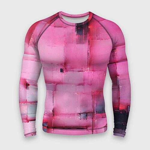 Мужской рашгард Чёрные пятна на розовом фоне абстракция / 3D-принт – фото 1