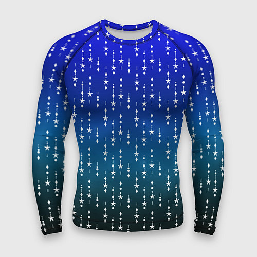 Мужской рашгард Градиент сине-зелёный со звёздочками / 3D-принт – фото 1