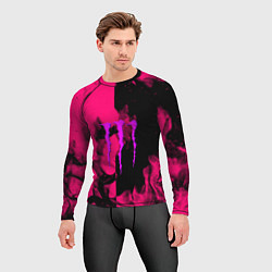 Рашгард мужской Monster energy fire pink, цвет: 3D-принт — фото 2