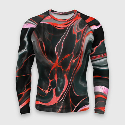 Мужской рашгард Красно-чёрный мрамор / 3D-принт – фото 1