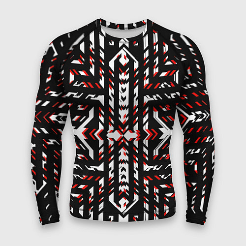 Мужской рашгард Чёрно-красные диагональные полосы на белом фоне / 3D-принт – фото 1