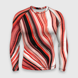 Мужской рашгард Волнистые вертикальные чёрно-красные полосы