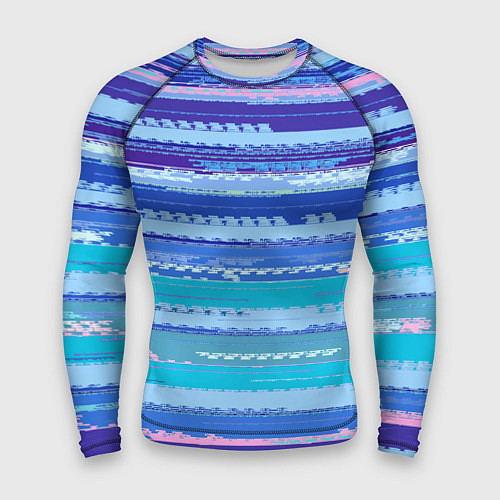 Мужской рашгард Морской сине-голубой абстрактные полосы / 3D-принт – фото 1