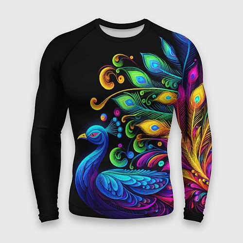 Мужской рашгард Neon peacock - art / 3D-принт – фото 1